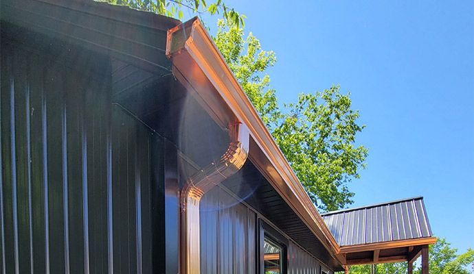 Installed copper gutter Installed copper gutter
