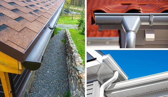 Collage of different types of gutters