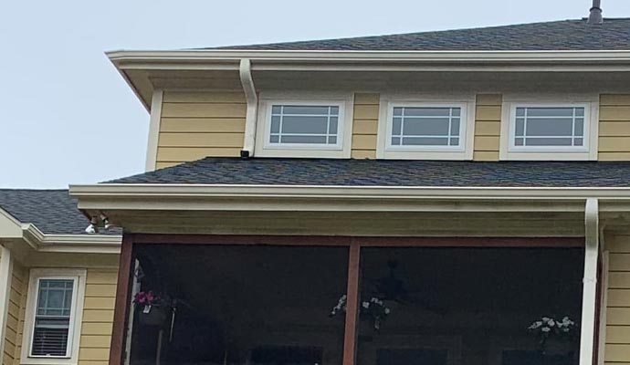 Installed gutter on a house